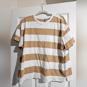 Striped Tan and White Men's Shirt